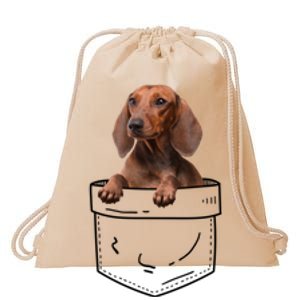 Dachshund In Pocket Cool Gift Doxie Dog Lover Meaningful Gift Drawstring Bag