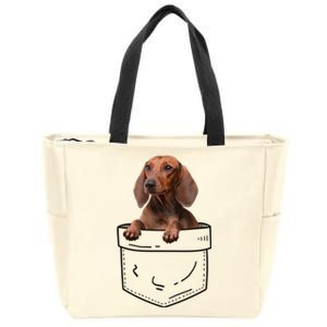 Dachshund In Pocket Cool Gift Doxie Dog Lover Meaningful Gift Zip Tote Bag