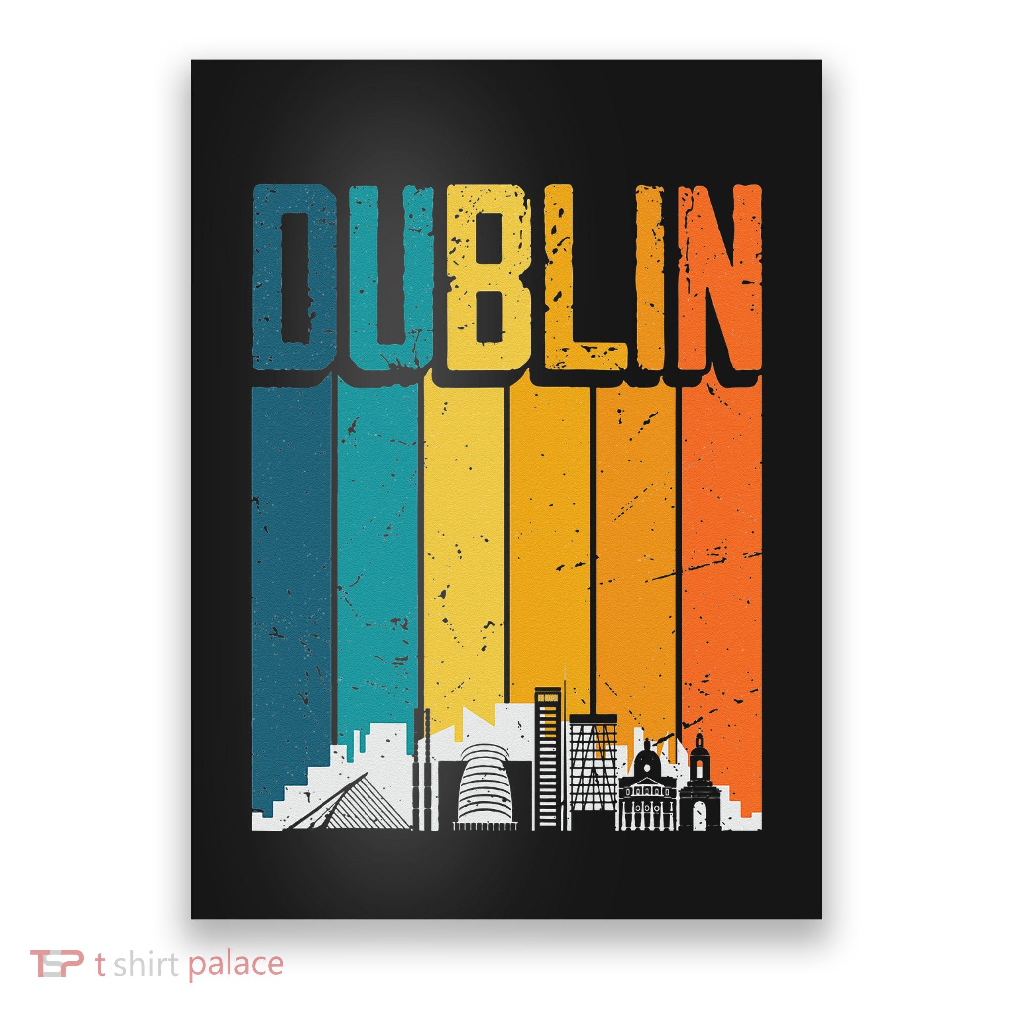 Dublin Ireland Retro Vintage Sunset Skyline Dublin Poster