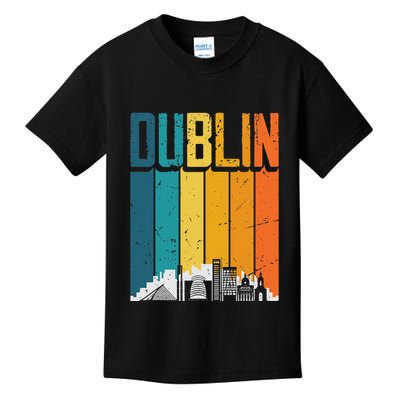Dublin Ireland Retro Vintage Sunset Skyline Dublin Kids T-Shirt