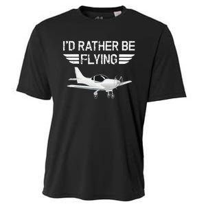 Distressed I'd Rather Be Flying Funny Airplane Pilot Cooling Performance Crew T-Shirt