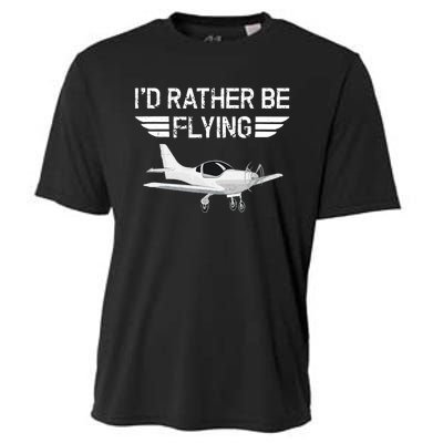 Distressed I'd Rather Be Flying Funny Airplane Pilot Cooling Performance Crew T-Shirt