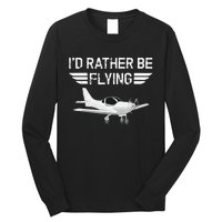 Distressed I'd Rather Be Flying Funny Airplane Pilot Long Sleeve Shirt