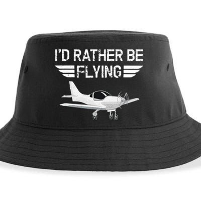 Distressed I'd Rather Be Flying Funny Airplane Pilot Sustainable Bucket Hat