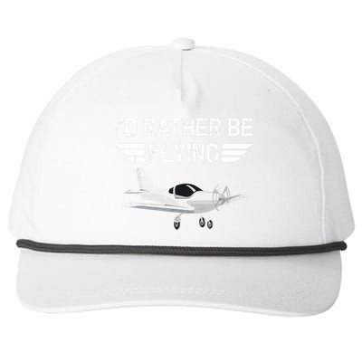 Distressed I'd Rather Be Flying Funny Airplane Pilot Snapback Five-Panel Rope Hat