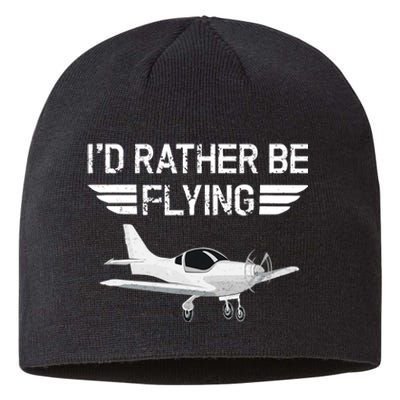 Distressed I'd Rather Be Flying Funny Airplane Pilot Sustainable Beanie