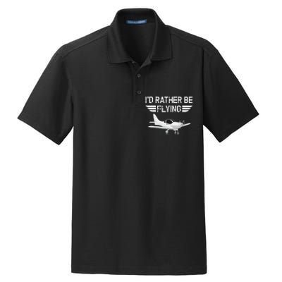 Distressed I'd Rather Be Flying Funny Airplane Pilot Dry Zone Grid Polo