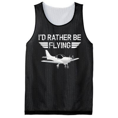 Distressed I'd Rather Be Flying Funny Airplane Pilot Mesh Reversible Basketball Jersey Tank