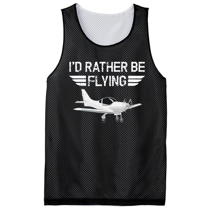 Distressed I'd Rather Be Flying Funny Airplane Pilot Mesh Reversible Basketball Jersey Tank