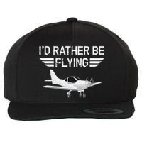 Distressed I'd Rather Be Flying Funny Airplane Pilot Wool Snapback Cap