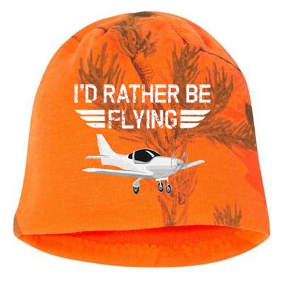 Distressed I'd Rather Be Flying Funny Airplane Pilot Kati - Camo Knit Beanie