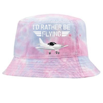 Distressed I'd Rather Be Flying Funny Airplane Pilot Tie-Dyed Bucket Hat