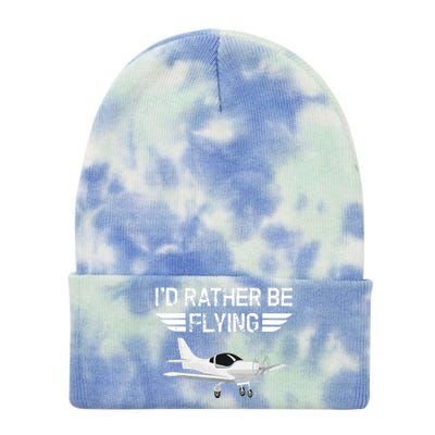 Distressed I'd Rather Be Flying Funny Airplane Pilot Tie Dye 12in Knit Beanie