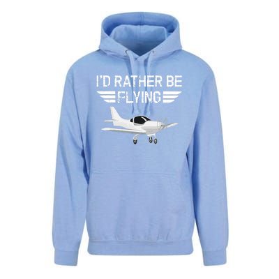 Distressed I'd Rather Be Flying Funny Airplane Pilot Unisex Surf Hoodie