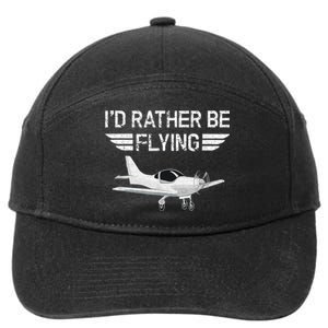 Distressed ID Rather Be Flying Funny Airplane Pilot 7-Panel Snapback Hat