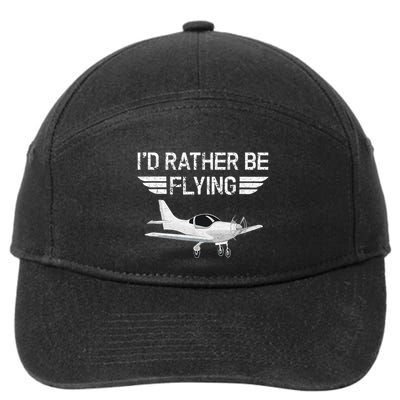 Distressed ID Rather Be Flying Funny Airplane Pilot 7-Panel Snapback Hat