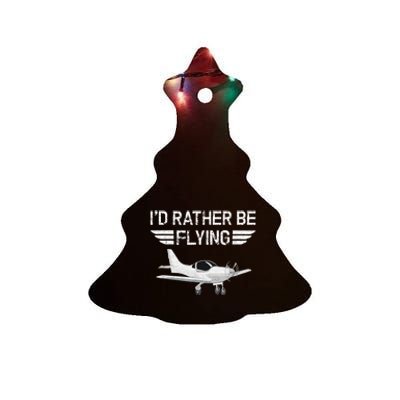 Distressed ID Rather Be Flying Funny Airplane Pilot Ceramic Tree Ornament