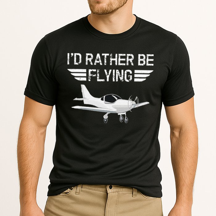 Distressed I'd Rather Be Flying Funny Airplane Pilot Performance Shirt