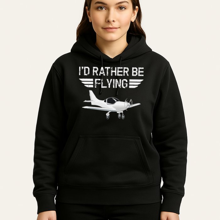 Distressed I'd Rather Be Flying Funny Airplane Pilot Hoodie