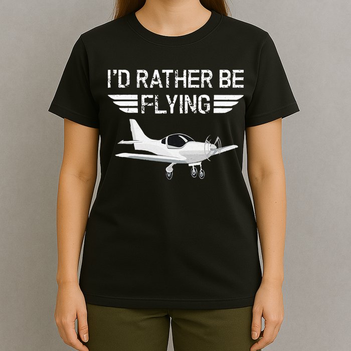 Distressed I'd Rather Be Flying Funny Airplane Pilot T-Shirt