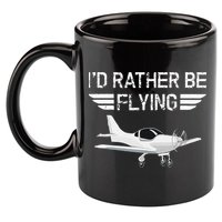 Distressed I'd Rather Be Flying Funny Airplane Pilot 11oz C Handle Ceramic Mug