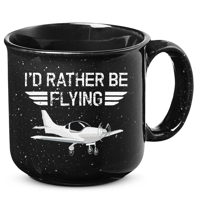 Distressed I'd Rather Be Flying Funny Airplane Pilot 15oz Campfire Ceramic Mug