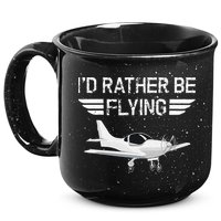 Distressed I'd Rather Be Flying Funny Airplane Pilot 15oz Campfire Ceramic Mug