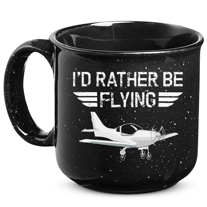 Distressed I'd Rather Be Flying Funny Airplane Pilot 15oz Campfire Ceramic Mug