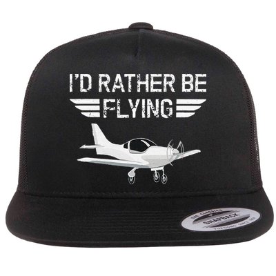 Distressed I'd Rather Be Flying Funny Airplane Pilot Flatbill Hat