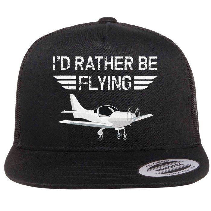 Distressed I'd Rather Be Flying Funny Airplane Pilot Flatbill Hat
