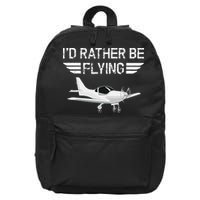 Distressed I'd Rather Be Flying Funny Airplane Pilot 16 in Basic Backpack
