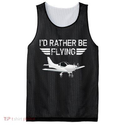 Distressed I'd Rather Be Flying Funny Airplane Pilot Mesh Reversible Basketball Jersey Tank