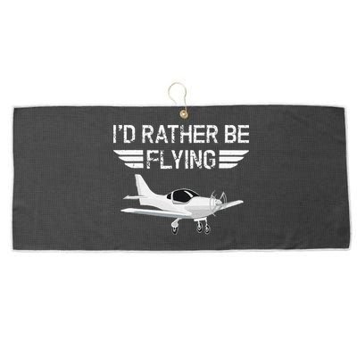 Distressed I'd Rather Be Flying Funny Airplane Pilot Large Microfiber Waffle Golf Towel