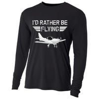 Distressed I'd Rather Be Flying Funny Airplane Pilot Cooling Performance Long Sleeve Crew