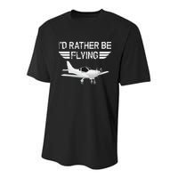 Distressed I'd Rather Be Flying Funny Airplane Pilot Youth Performance Sprint T-Shirt