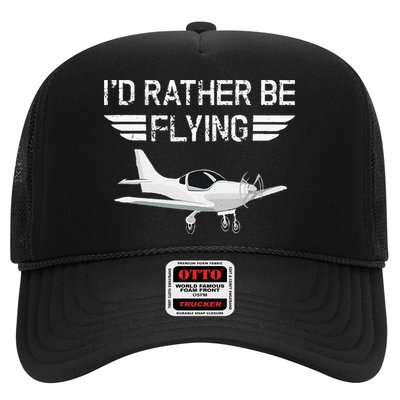 Distressed I'd Rather Be Flying Funny Airplane Pilot Trucker Hat