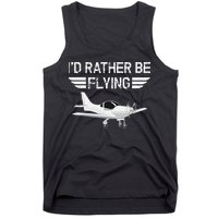 Distressed I'd Rather Be Flying Funny Airplane Pilot Tank Top