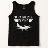 Distressed I'd Rather Be Flying Funny Airplane Pilot Tank Top