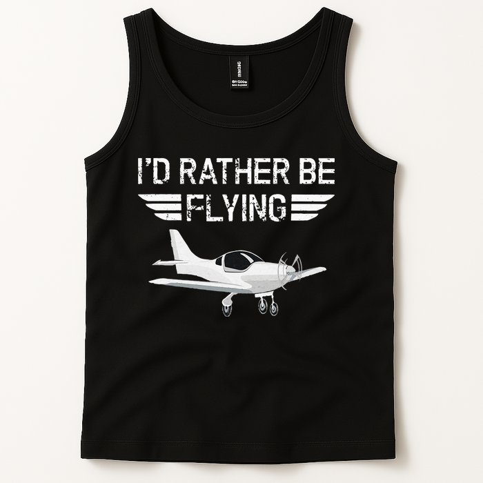 Distressed I'd Rather Be Flying Funny Airplane Pilot Tank Top