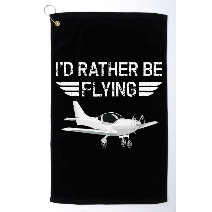 Distressed I'd Rather Be Flying Funny Airplane Pilot Golf Towel