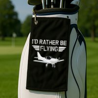Distressed I'd Rather Be Flying Funny Airplane Pilot Golf Towel