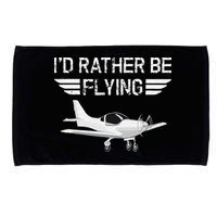 Distressed I'd Rather Be Flying Funny Airplane Pilot Microfiber Hand Towel