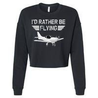 Distressed I'd Rather Be Flying Funny Airplane Pilot Cropped Pullover Crew