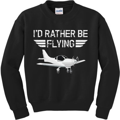 Distressed I'd Rather Be Flying Funny Airplane Pilot Kids Sweatshirt