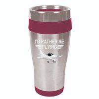 Distressed I'd Rather Be Flying Funny Airplane Pilot 16oz Travel Tumbler