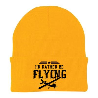 Distressed Id Rather Be Flying Funny Airplane Pilot Knit Cap Winter Beanie