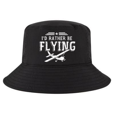 Distressed Id Rather Be Flying Funny Airplane Pilot Cool Comfort Performance Bucket Hat