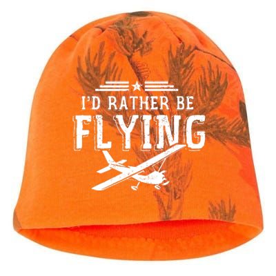 Distressed Id Rather Be Flying Funny Airplane Pilot Kati - Camo Knit Beanie