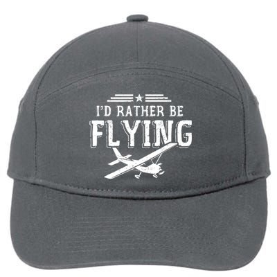 Distressed Id Rather Be Flying Funny Airplane Pilot 7-Panel Snapback Hat