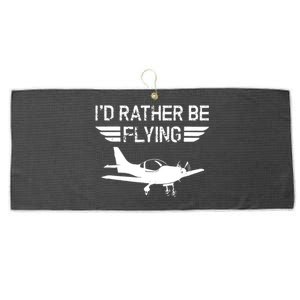 Distressed Id Rather Be Flying Funny Airplane Pilot Large Microfiber Waffle Golf Towel